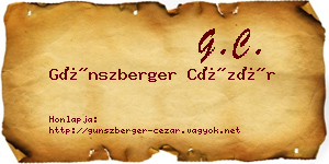Günszberger Cézár névjegykártya